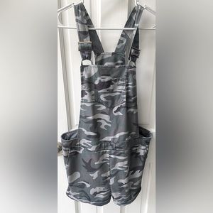 Camo overalls. Shorts with pockets